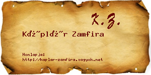 Káplár Zamfira névjegykártya